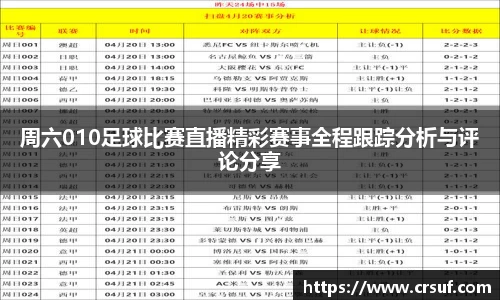 周六010足球比赛直播精彩赛事全程跟踪分析与评论分享