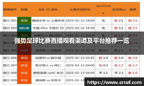 强势足球比赛直播观看渠道及平台推荐一览
