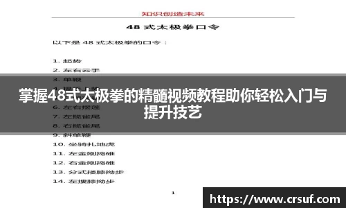 掌握48式太极拳的精髓视频教程助你轻松入门与提升技艺