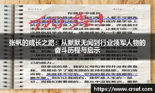 张帆的成长之路：从默默无闻到行业领军人物的奋斗历程与启示